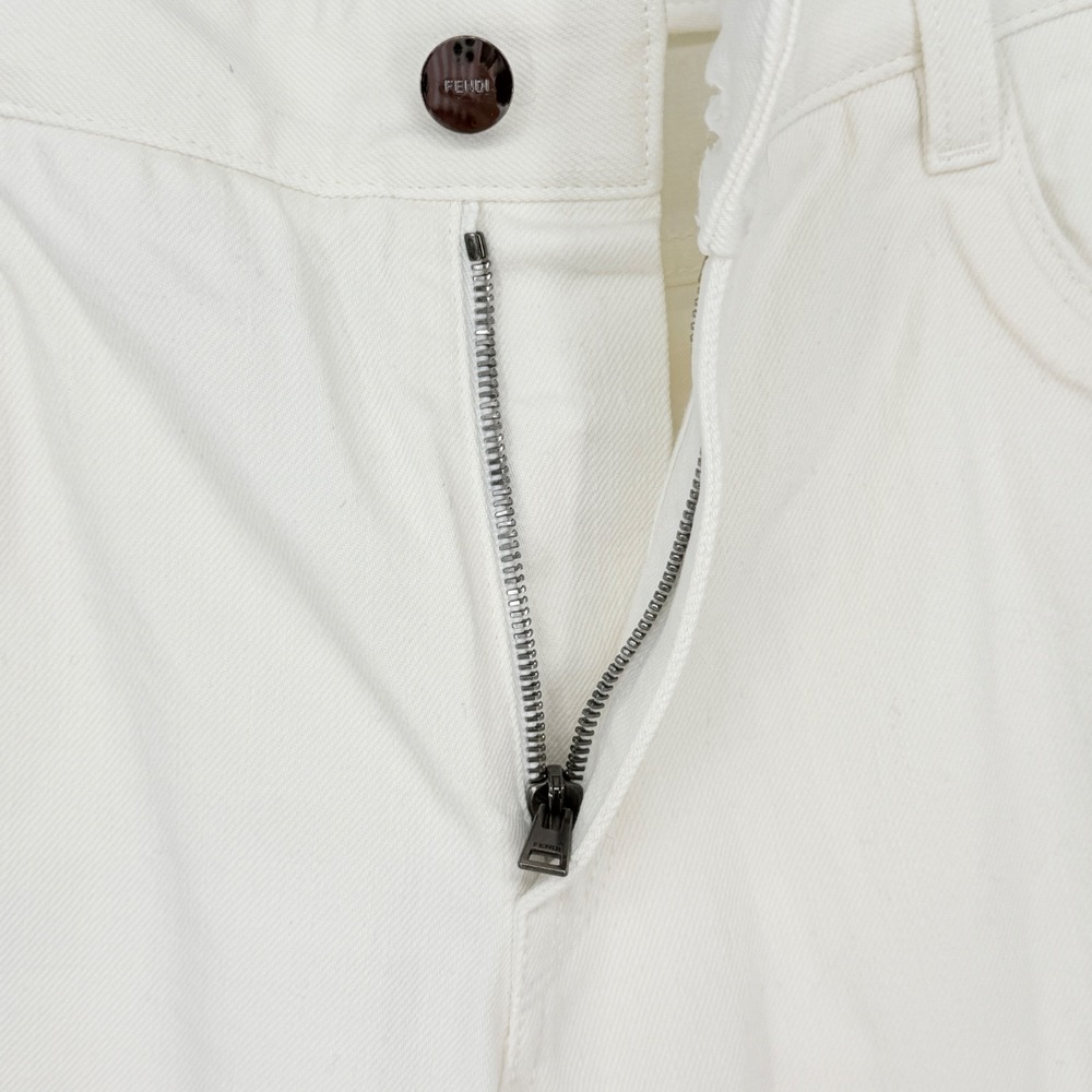 Fendi Roma Mens Size 33x34 Off White Slim Fit Jeans Italy Embossed logo - Picture 8 of 16